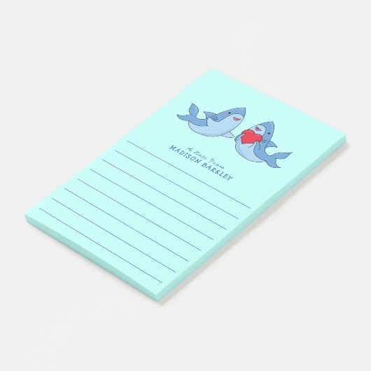 Post-it Notes Mignon Kawaii Enfant Requin (Incliné)