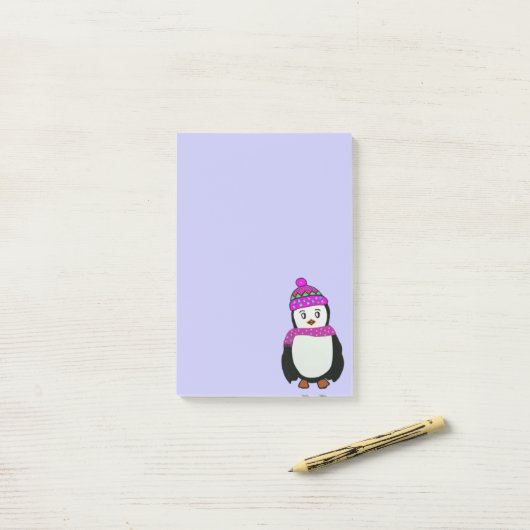 Post-it® Notes mignonnes de Courrier-it® de pingouin (Sur un bureau)