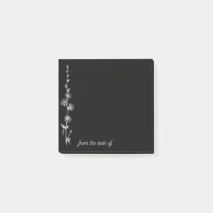 Post-it® Notes noires avec bouquets de fleurs blanches vint