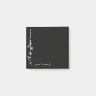 Post-it® Notes noires avec bouquets de fleurs blanches vint