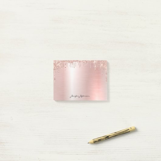 Post-it® Notes Nom Or Rose Pink (Sur un bureau)