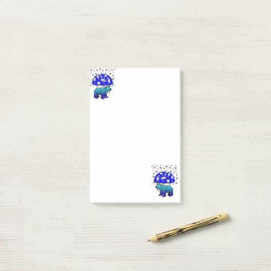 Post-it® Notes Ours polaire de flocon de neige (Sur un bureau)