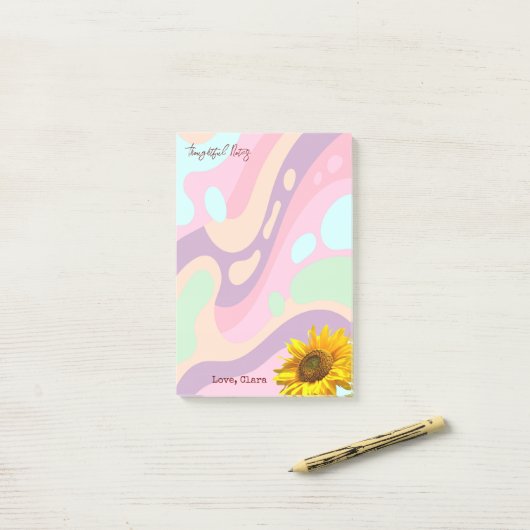 Post-it® Notes Pensives Tournesol Pastel  (Sur un bureau)