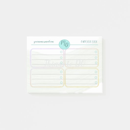 Post-it® Notes personnalisées d'aquarelle bleue et verte (Devant)