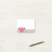 Post-it® Notes personnalisées de chouette de dessin bleu et (Sur un bureau)