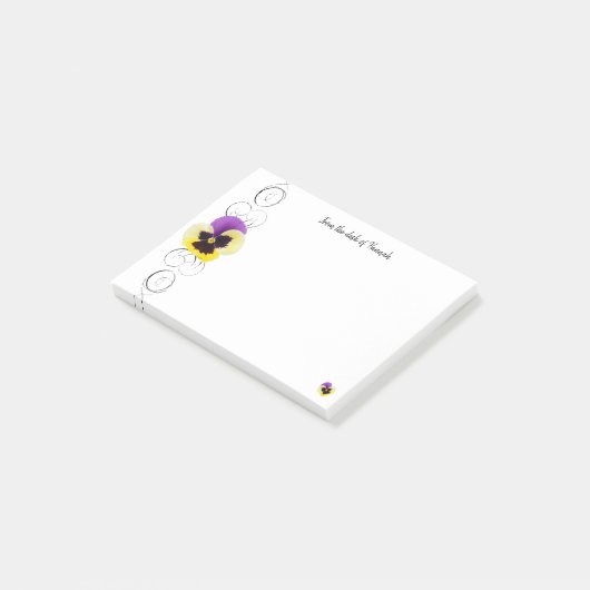 Post-it® Notes personnalisées de Pansy Jaune et Violet (Incliné)