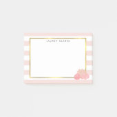 Post-it® Notes personnalisées Pink Stripe & Blush Peony (Devant)
