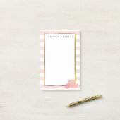 Post-it® Notes personnalisées Pink Stripe & Blush Peony (Sur un bureau)