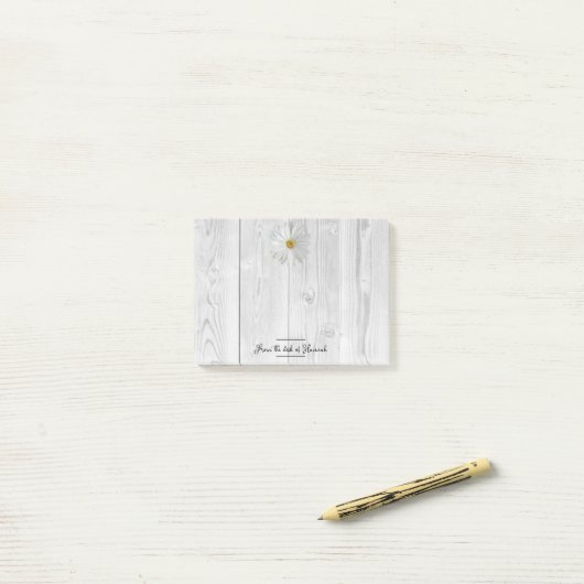 Post-it® Notes personnalisées Rustique White Daisy (Sur un bureau)