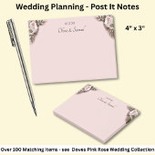 Post-it® Notes Pink Roses & Doves Wedding