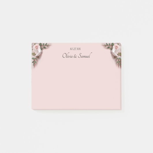 Post-it® Notes Pink Roses & Doves Wedding (Devant)