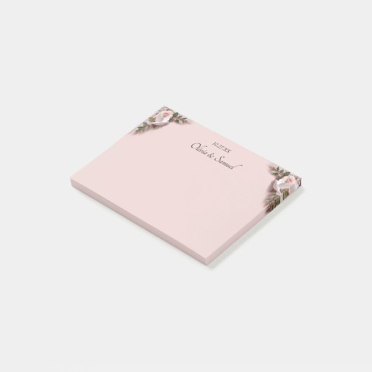Post-it® Notes Pink Roses & Doves Wedding (Incliné)