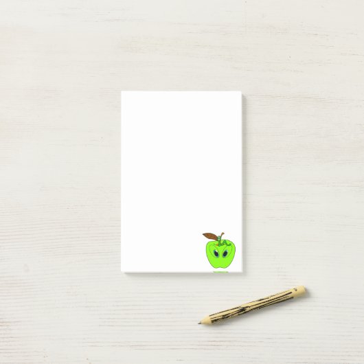 Post-it Notes Pomme Ver Worm Enseignant (Sur un bureau)