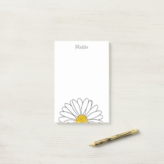 Post-it® Notes post-it de marguerite jaune et blanc (Sur un bureau)