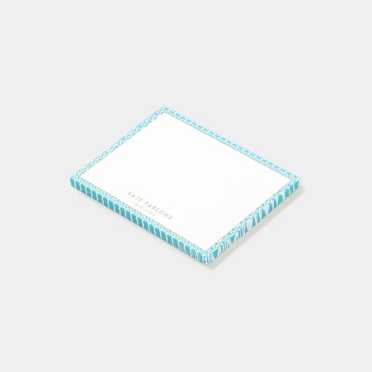 Post-it® Notes post-it de Motif bleu turquoise élégant (Incliné)
