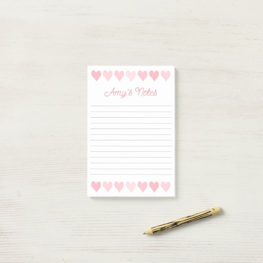 Post-it® Notes post-it de Sweet Pink Hearts (Sur un bureau)