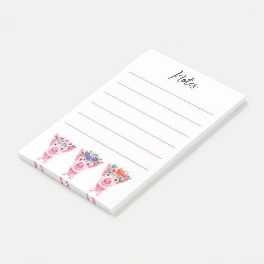 Post-it® Notes post-it des cochons floraux (Incliné)