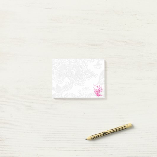Post-it® Notes post-it d'oiseaux roses et de fleurs (Sur un bureau)