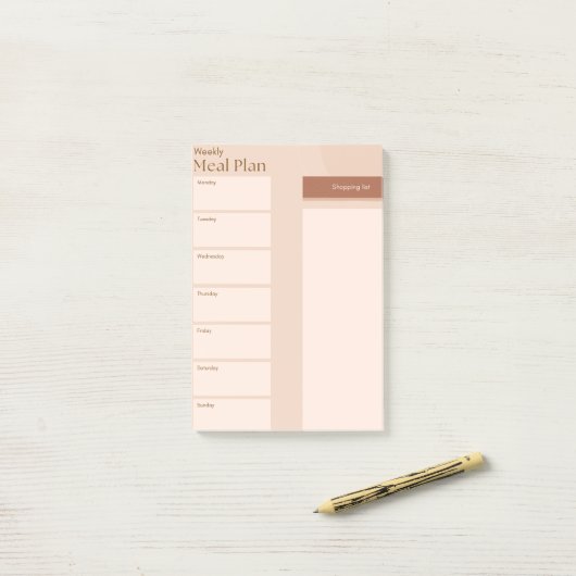 Post-it® Notes post-it du plan de repas (Sur un bureau)