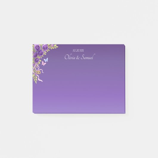 Post-it® Notes post-it Fleurs mauves violettes et Mariage b (Devant)