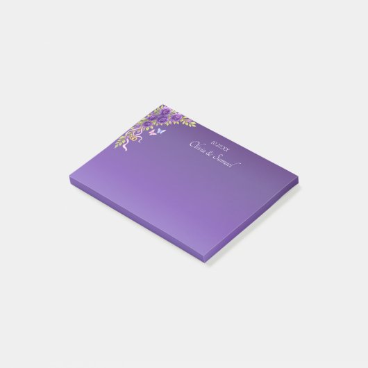 Post-it® Notes post-it Fleurs mauves violettes et Mariage b (Incliné)