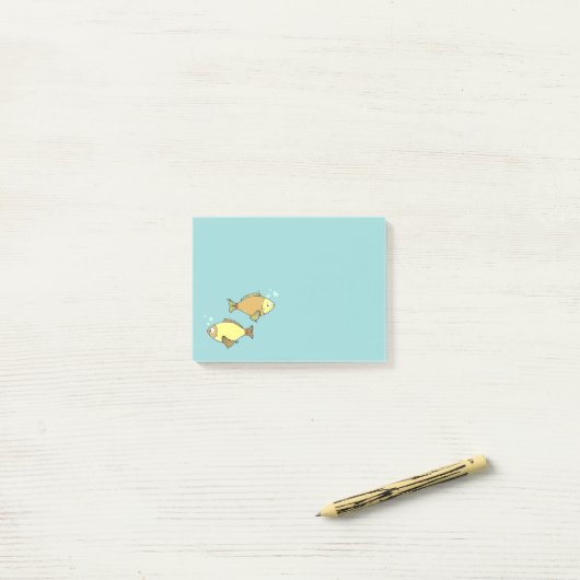 Post-it® Notes Post-it Motif poisson bleu (Sur un bureau)