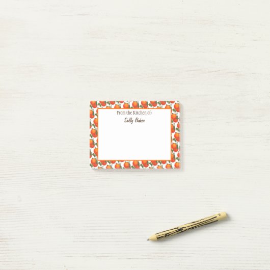 Post-it® Notes post-it personnalisées Motif des Oranges rét (Sur un bureau)