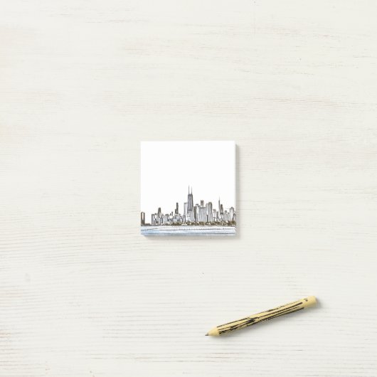 Post-it® Notes postales de Chicago Skyline (Sur un bureau)