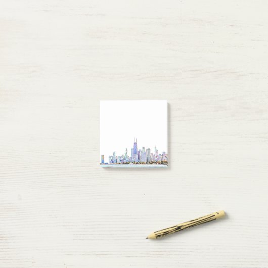 Post-it® Notes postales de Chicago Skyline (Sur un bureau)