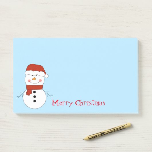 Post-it® Notes postales de Noël Snowman (Sur un bureau)