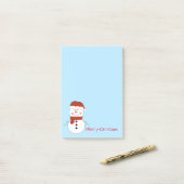 Post-it® Notes postales de Noël Snowman (Sur un bureau)