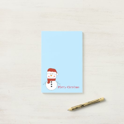 Post-it® Notes postales de Noël Snowman (Sur un bureau)