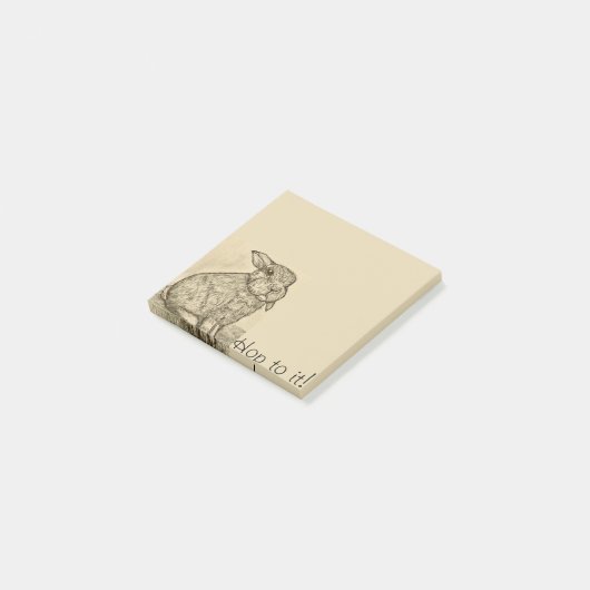 Post-it® Notes postales de Sepia Antique Bunny Rabbit (Incliné)