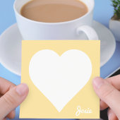 Post-it® Notes postales du coeur jaune avec nom