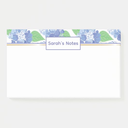 Post-it® Notes postales florales de l'Hydrangée bleue perso (Devant)