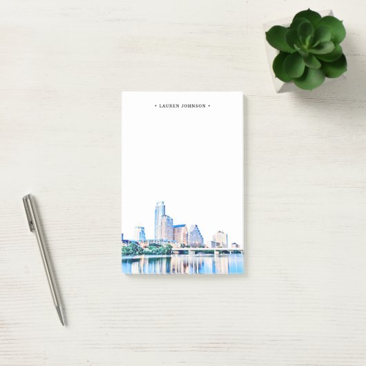 Post-it® Notes postales personnalisées Autin Texas Skyline (Bureau)