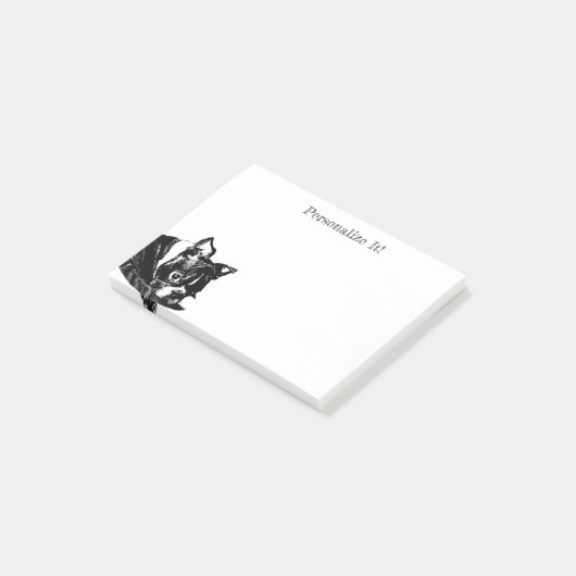 Post-it® Notes postales personnalisées de Boston Terrier Pu (Incliné)