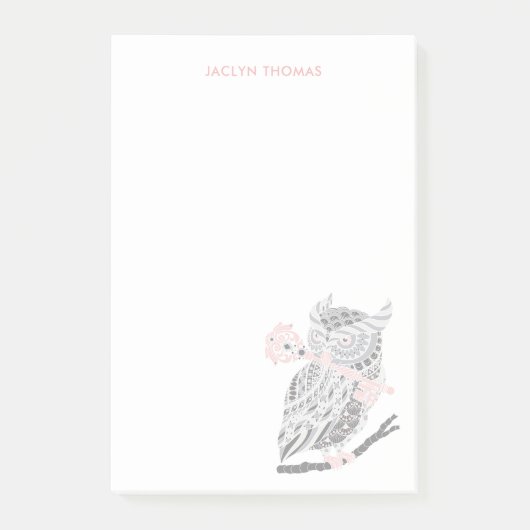 Post-it® Notes postales personnalisées de la Chouette à gra (Devant)