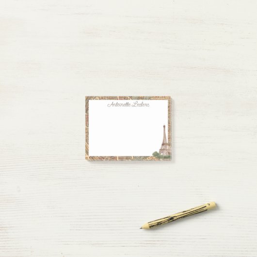 Post-it® Notes postales personnalisées de la tour Eiffel (Sur un bureau)