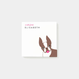 Post-it® Notes postales Red Brown Boston Terrier