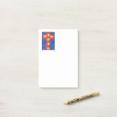 Post-it® Notes postales verticales Motif croisé (Sur un bureau)