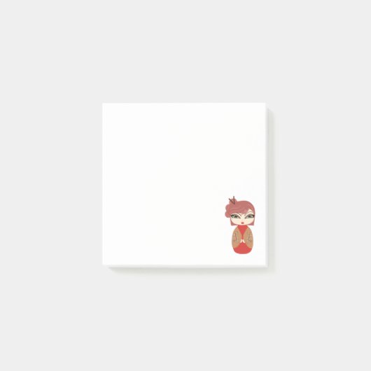 Post-it® Notes poupée Kokeshi rouge 7,6 cm x 7,6 c (Devant)