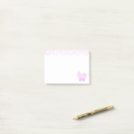 Post-it Notes poussette bébé mignonne (Sur un bureau)