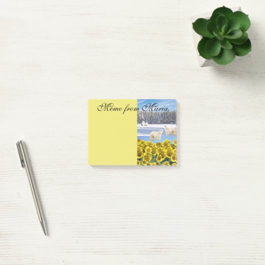 Post-it® Notes Publier des notes, Ours polaire de tournesol (Bureau)