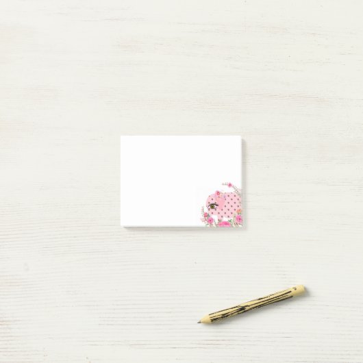 Post-it® Notes Publier Notes, Eléphant rose Floral (Sur un bureau)