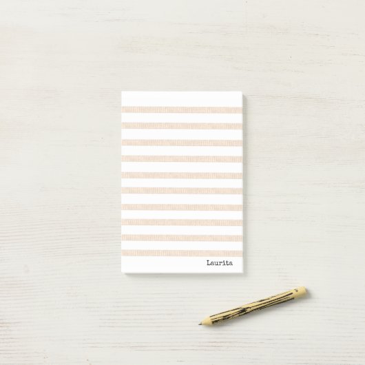 Post-it® Notes Rayure Beige & Blanc (Sur un bureau)