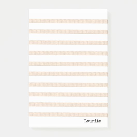 Post-it® Notes Rayure Beige & Blanc (Devant)