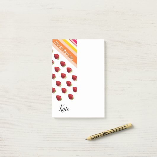 Post-it Notes Rayure Fraise (Sur un bureau)