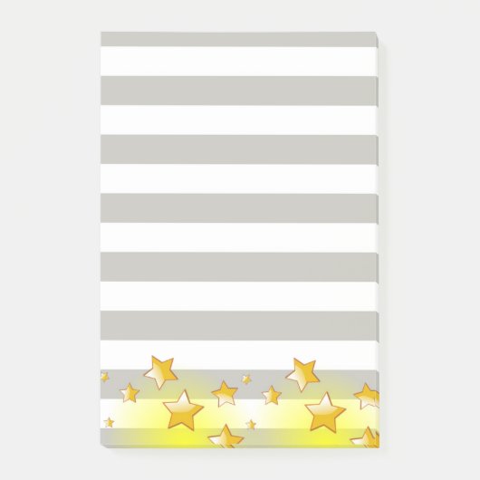 Post-it Notes Rayure grise Étoiles jaunes (Devant)