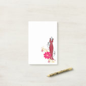 Post-it® Notes Robe Rouge Florale Fleurs Créateur de Robes (Sur un bureau)